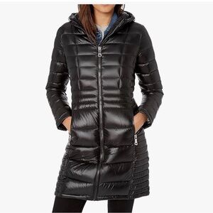 Calvin Klein Women's Black Quilted Hooded Coat